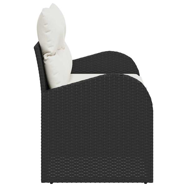 Grote foto vidaxl tuinbank met kussen zwart 124 x 62 x 69cm poly rattan tuin en terras tuinmeubelen