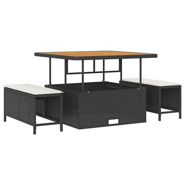 Grote foto vidaxl tuin eettafelset zwart poly rattan tuin en terras tuinmeubelen
