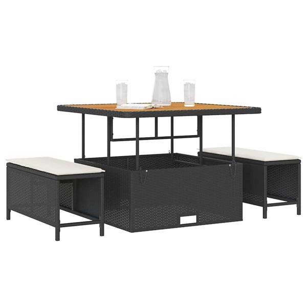 Grote foto vidaxl tuin eettafelset zwart poly rattan tuin en terras tuinmeubelen