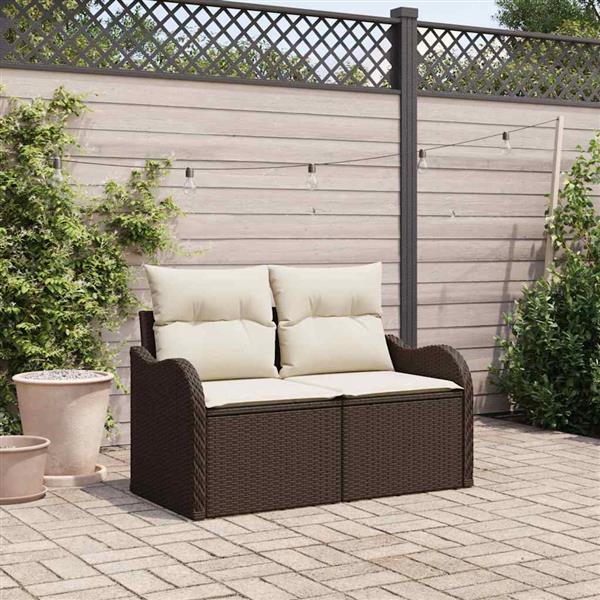 Grote foto vidaxl tuinbank bruin 121 x 62 x 69cm poly rattan tuin en terras tuinmeubelen