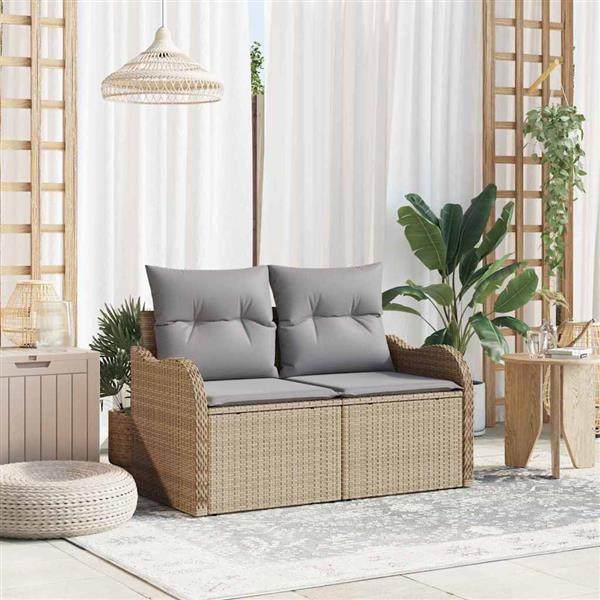 Grote foto vidaxl tuinbank beige 121 x 62 x 69cm poly rattan tuin en terras tuinmeubelen