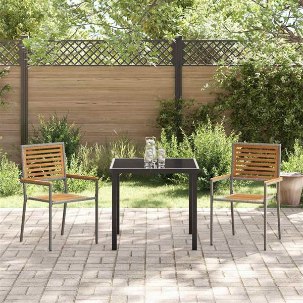Grote foto vidaxl tuinstapelstoelen 2 pcs bruin en grijs tuin en terras tuinmeubelen