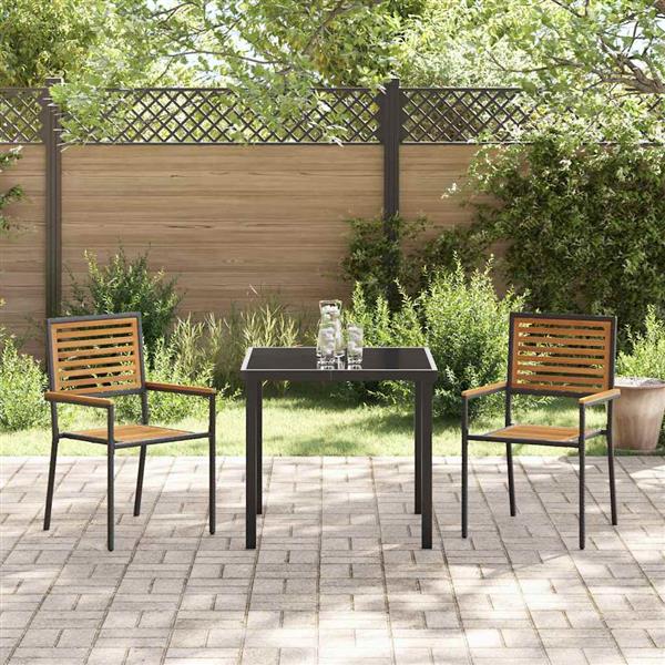 Grote foto vidaxl tuinstapelstoelen 2 pcs bruin en zwart tuin en terras tuinmeubelen