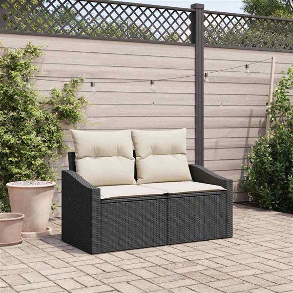 Grote foto vidaxl tuinbank met kussen met opslag 123 x 62 x 69 cm poly rattan tuin en terras tuinmeubelen