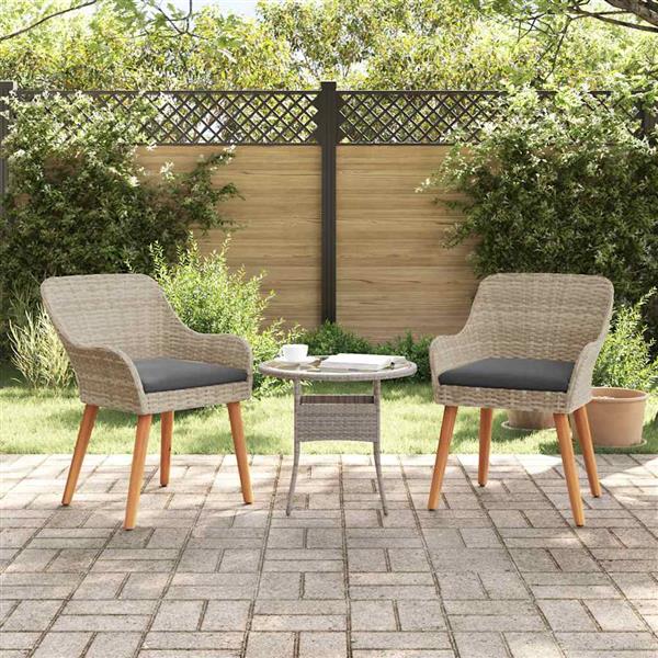 Grote foto vidaxl tuinstoel 2 pcs lichtgrijs 62 5 x 55 x 82 cm poly rattan tuin en terras tuinmeubelen