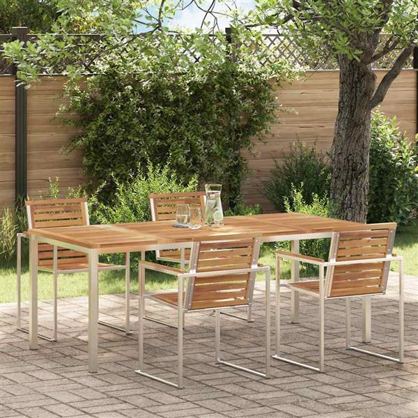 Grote foto vidaxl eettafel bruin 200 x 90 x 75 cm massief teakhout tuin en terras tuinmeubelen