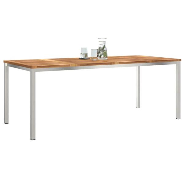 Grote foto vidaxl eettafel bruin 200 x 90 x 75 cm massief teakhout tuin en terras tuinmeubelen