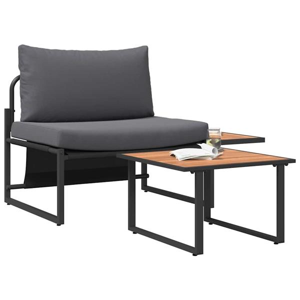 Grote foto vidaxl tuinbankenset 2 pcs antraciet staal tuin en terras tuinmeubelen