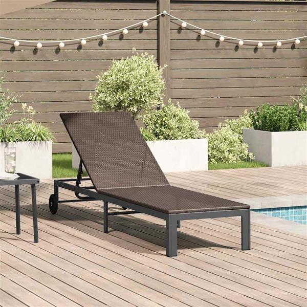 Grote foto vidaxl ligstoel 1 persoon bruin 206 x 62 5 x 74 cm poly rattan tuin en terras tuinmeubelen