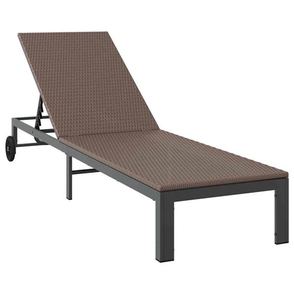 Grote foto vidaxl ligstoel 1 persoon bruin 206 x 62 5 x 74 cm poly rattan tuin en terras tuinmeubelen