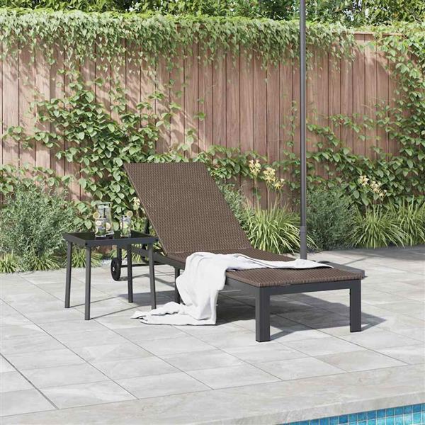 Grote foto vidaxl ligstoel 1 persoon bruin 206 x 62 5 x 74 cm poly rattan tuin en terras tuinmeubelen