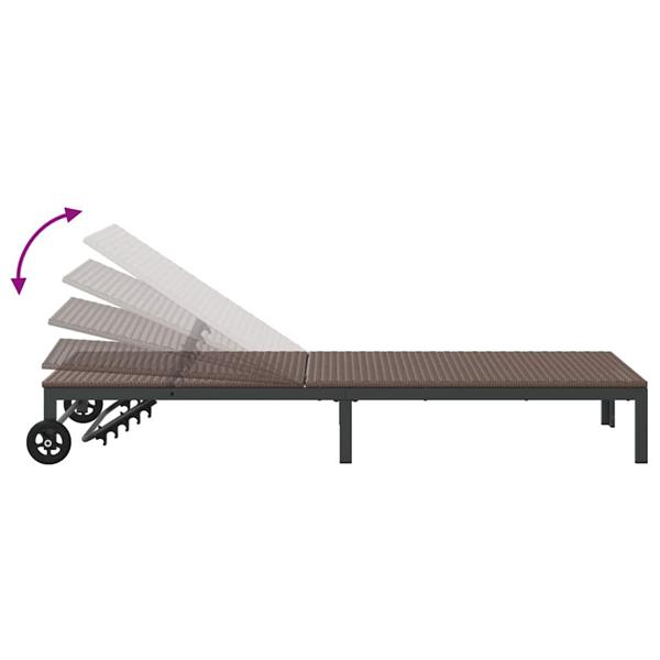 Grote foto vidaxl ligstoel 1 persoon bruin 206 x 62 5 x 74 cm poly rattan tuin en terras tuinmeubelen