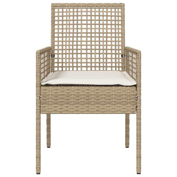 Grote foto vidaxl tuinstoel met kussen 2 pcs beige 55 x 53 x 85 cm poly rattan tuin en terras tuinmeubelen