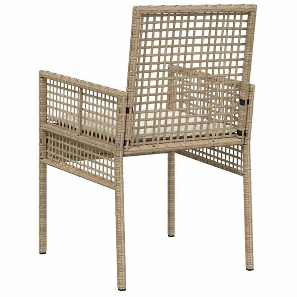 Grote foto vidaxl tuinstoel met kussen 2 pcs beige 55 x 53 x 85 cm poly rattan tuin en terras tuinmeubelen