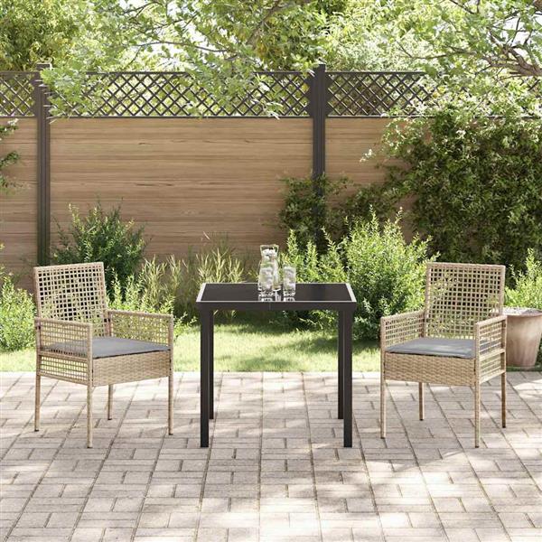Grote foto vidaxl tuinstoel met kussen 2 pcs beige 55 x 53 x 85 cm poly rattan tuin en terras tuinmeubelen