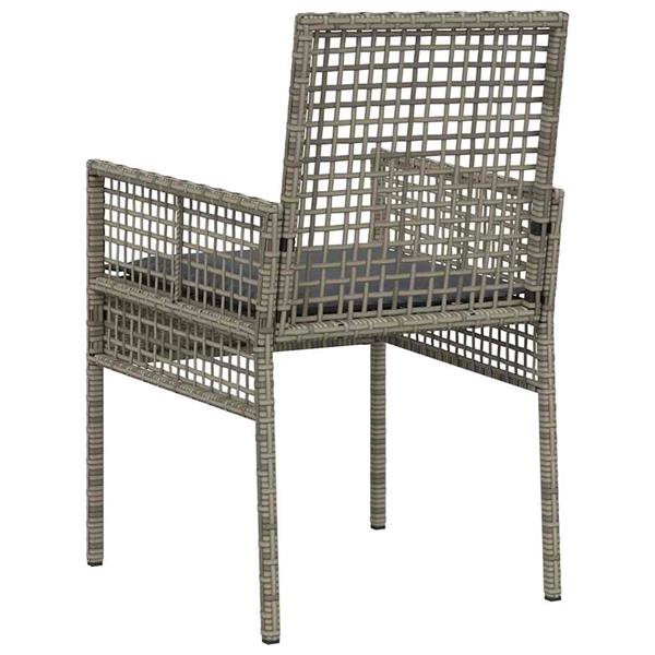 Grote foto vidaxl tuinstoel met kussen 2 pcs grijs 55 x 53 x 85 cm poly rattan tuin en terras tuinmeubelen