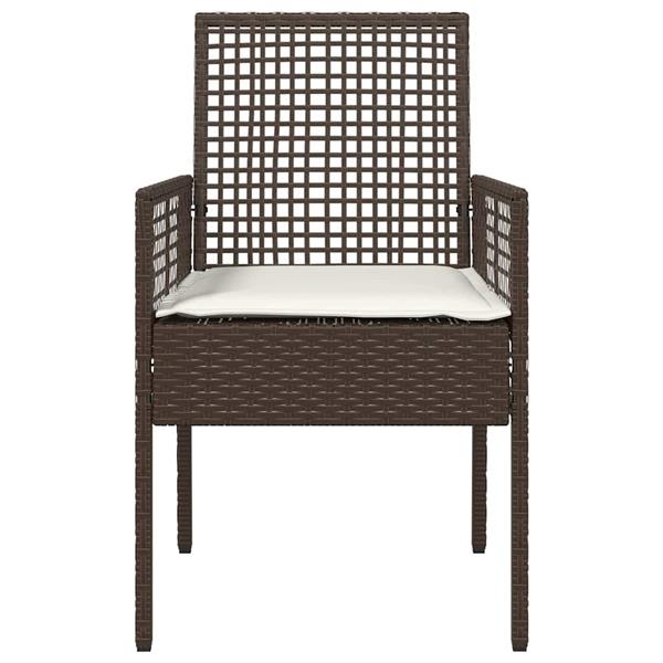 Grote foto vidaxl tuinstoel met kussen 2 pcs bruin 55 x 53 x 85 cm poly rattan tuin en terras tuinmeubelen