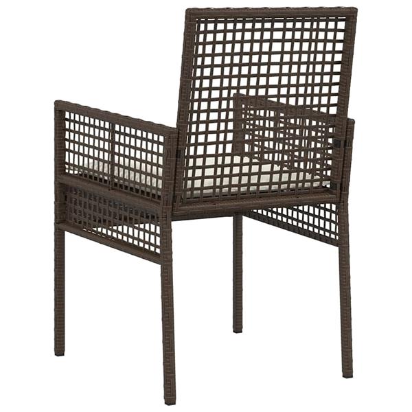 Grote foto vidaxl tuinstoel met kussen 2 pcs bruin 55 x 53 x 85 cm poly rattan tuin en terras tuinmeubelen