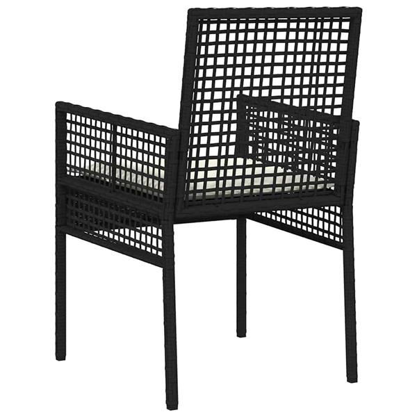 Grote foto vidaxl tuinstoel met kussen 2 pcs zwart 55 x 53 x 85 cm poly rattan tuin en terras tuinmeubelen