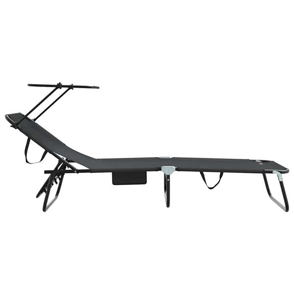 Grote foto vidaxl opvouwbare zonnebed 2 pcs zwart 190 x 57 x 81 cm oxford tuin en terras tuinmeubelen
