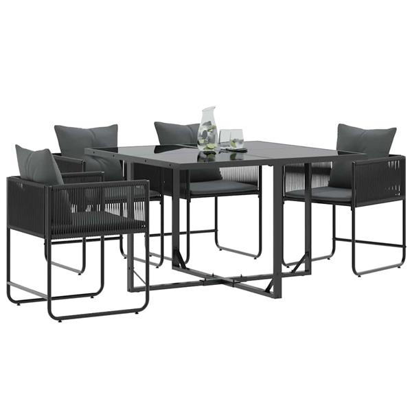 Grote foto vidaxl stoel met kussen 4 pcs zwart en anthraciet pe rattan tuin en terras tuinmeubelen