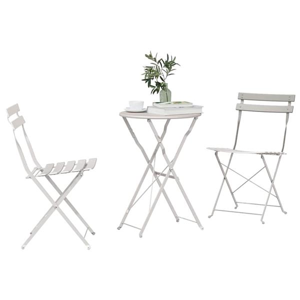Grote foto vidaxl vouw bistro set 3 pcs beige staal tuin en terras tuinmeubelen