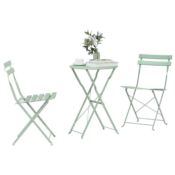 Grote foto vidaxl vouw bistro set 3 pcs sea foam staal tuin en terras tuinmeubelen