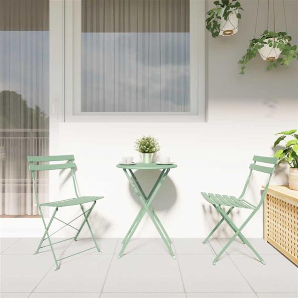 Grote foto vidaxl vouw bistro set 3 pcs sea foam staal tuin en terras tuinmeubelen