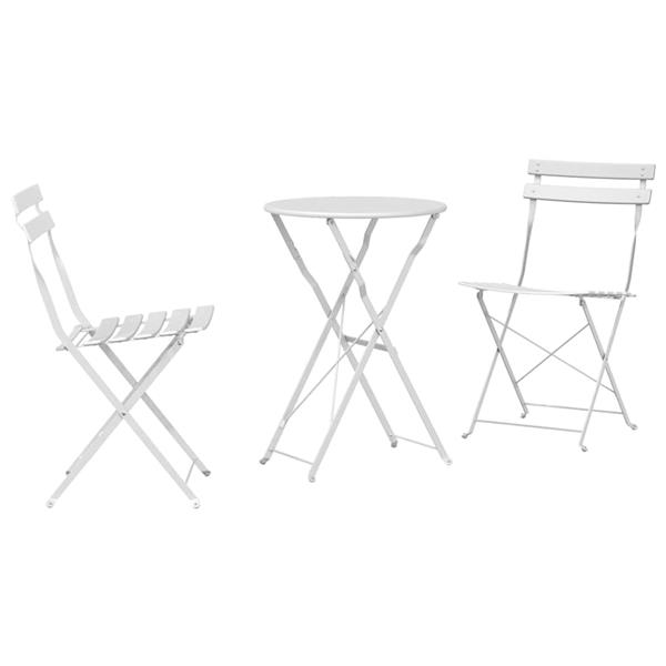 Grote foto vidaxl vouw bistro set 3 pcs wit staal tuin en terras tuinmeubelen