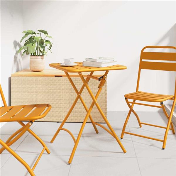 Grote foto vidaxl bistrotafel mosterdgeel 55 x 55 x 72 5 cm poedercoating staal tuin en terras tuinmeubelen