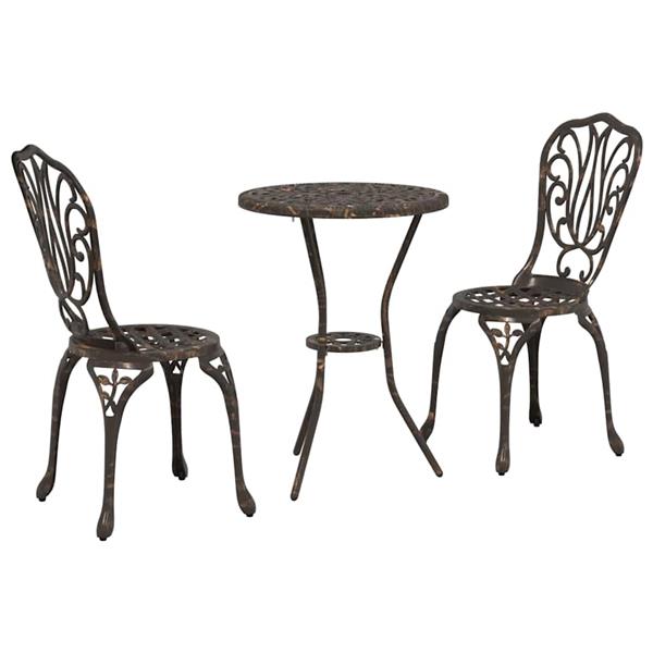 Grote foto vidaxl tuin bistro set 3 pcs brons aluminium tuin en terras tuinmeubelen