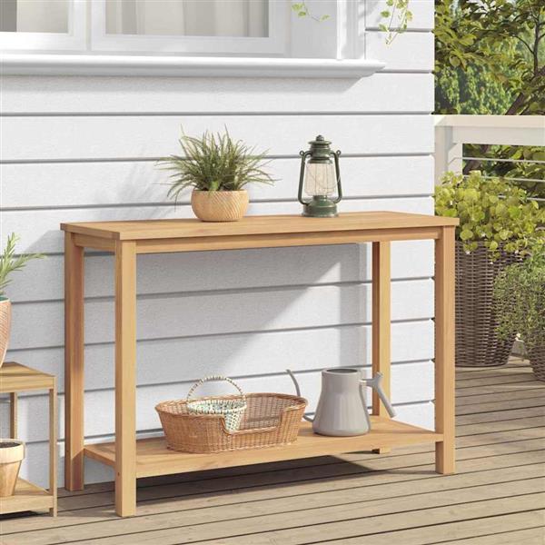 Grote foto vidaxl wandtafel met opslag bruin 110 x 40 x 45 cm massief teakhout tuin en terras tuinmeubelen