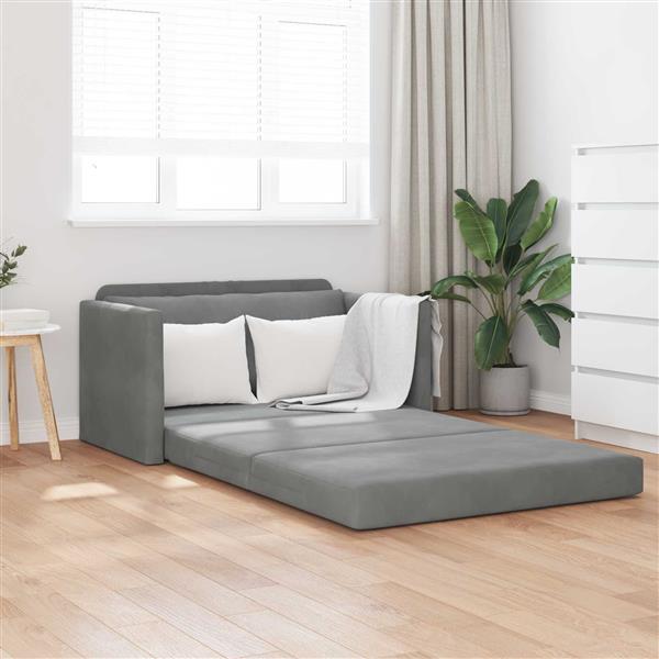 Grote foto vidaxl vouwsofa bed donkergrijs 124 x 71 x 78 cm fluweel huis en inrichting bankstellen