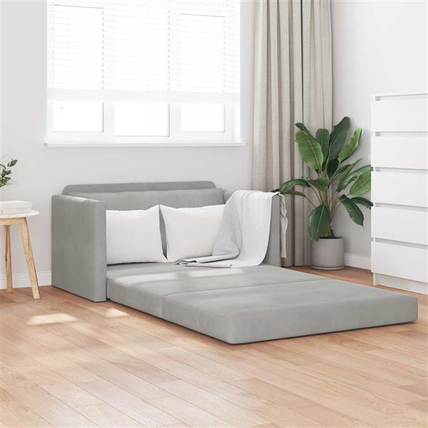 Grote foto vidaxl vouwsofa bed lichtgrijs 124 x 71 x 78 cm fluweel huis en inrichting bankstellen