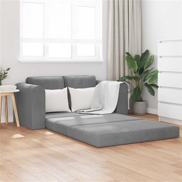Grote foto vidaxl vouwsofa bed donkergrijs 148 x 71 x 83 cm fluweel huis en inrichting bankstellen