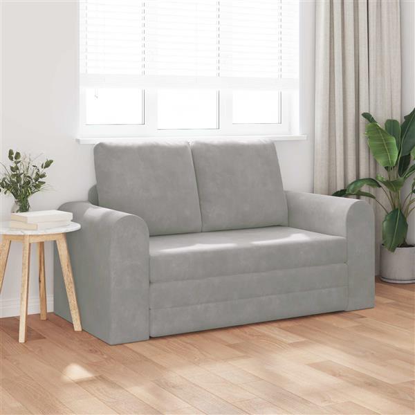 Grote foto vidaxl vouwsofa bed lichtgrijs 148 x 71 x 83 cm fluweel huis en inrichting bankstellen