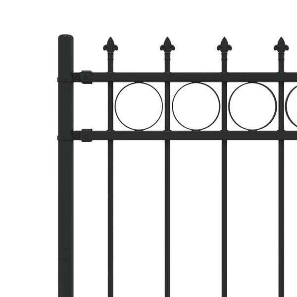 Grote foto vidaxl spike ring hek zwart 200 x 150 cm gepoedercoat staal tuin en terras hekken en schuttingen