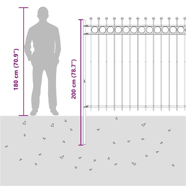 Grote foto vidaxl ringhek zwart 200 x 200 cm gepoedercoat staal tuin en terras hekken en schuttingen