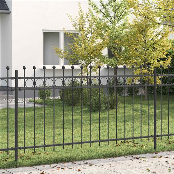 Grote foto vidaxl ringhek zwart 200 x 150 cm gepoedercoat staal tuin en terras hekken en schuttingen