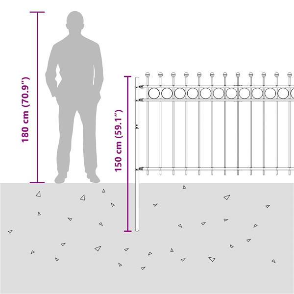 Grote foto vidaxl ringhek zwart 200 x 150 cm gepoedercoat staal tuin en terras hekken en schuttingen