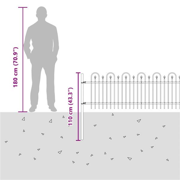 Grote foto vidaxl spike boog hek zwart 200 x 130 cm gepoedercoat staal tuin en terras hekken en schuttingen