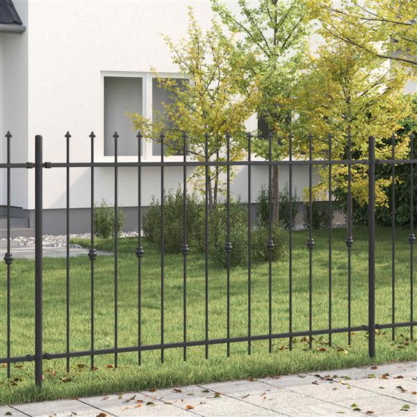 Grote foto vidaxl spike fence zwart 200 x 130 cm gepoedercoat staal tuin en terras hekken en schuttingen