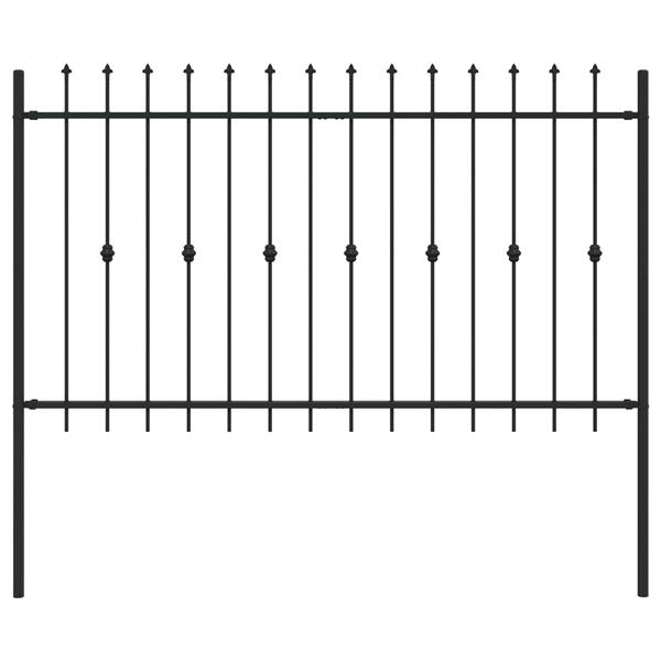 Grote foto vidaxl spike fence zwart 200 x 130 cm gepoedercoat staal tuin en terras hekken en schuttingen