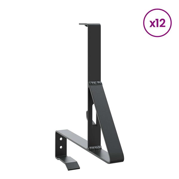Grote foto vidaxl sneeuwbeveiligingsteun 12 pcs zwart 29 5 x 3 x 34 5 cm staal tuin en terras hekken en schuttingen