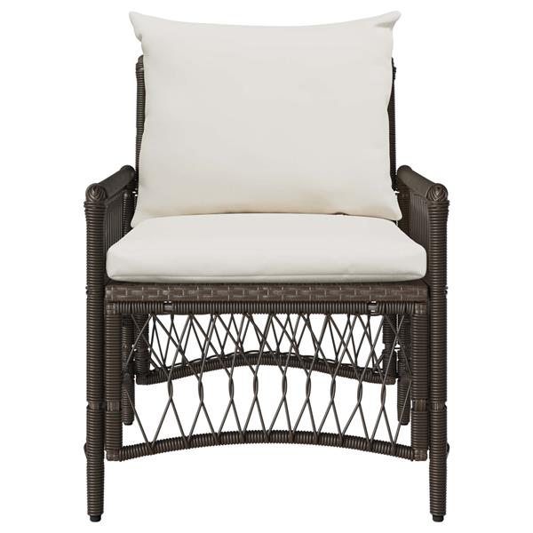 Grote foto vidaxl tuinstoel met kussen bruin 73 x 61 x 77 cm poly rattan tuin en terras tuinmeubelen