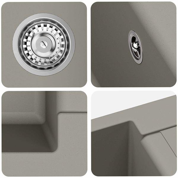 Grote foto vidaxl wasbak grijs 620 x 500 mm 80 kwarts en 20 hars huis en inrichting keukens