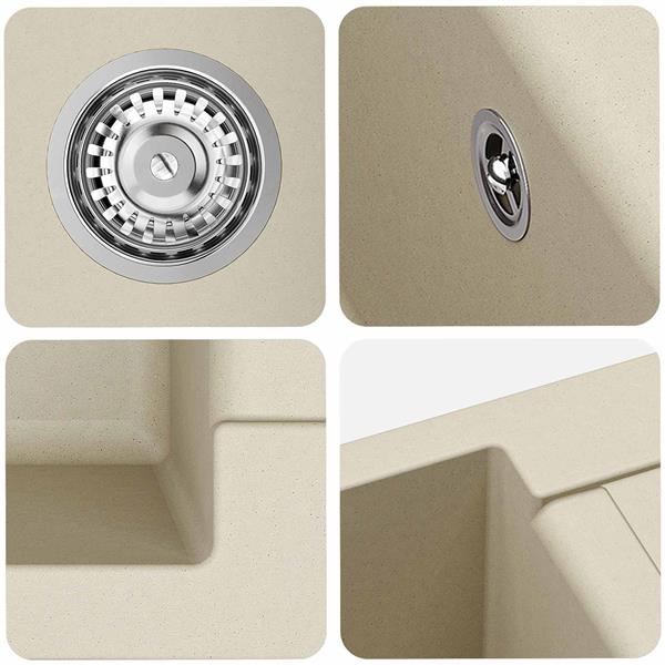 Grote foto vidaxl wasbak beige 780 x 500 mm 80 kwarts en 20 hars huis en inrichting keukens