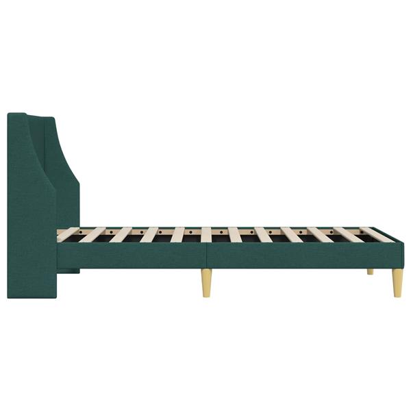 Grote foto vidaxl bedframe met hoofdeinde donkergroen 100 x 200 cm stof antiek en kunst stoelen en banken