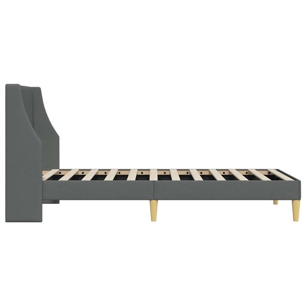 Grote foto vidaxl bedframe met hoofdeinde donkergrijs 100 x 200 cm stof antiek en kunst stoelen en banken