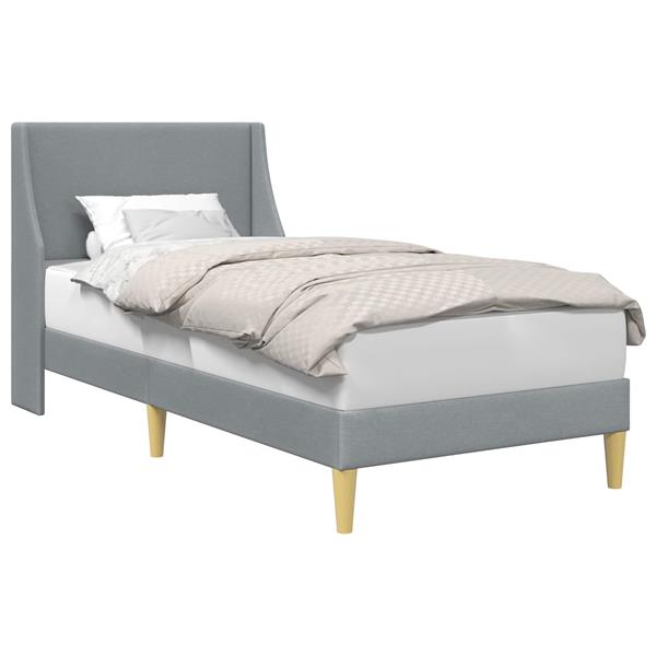 Grote foto vidaxl bedframe met hoofdeinde lichtgrijs 90 x 200 cm stof antiek en kunst stoelen en banken